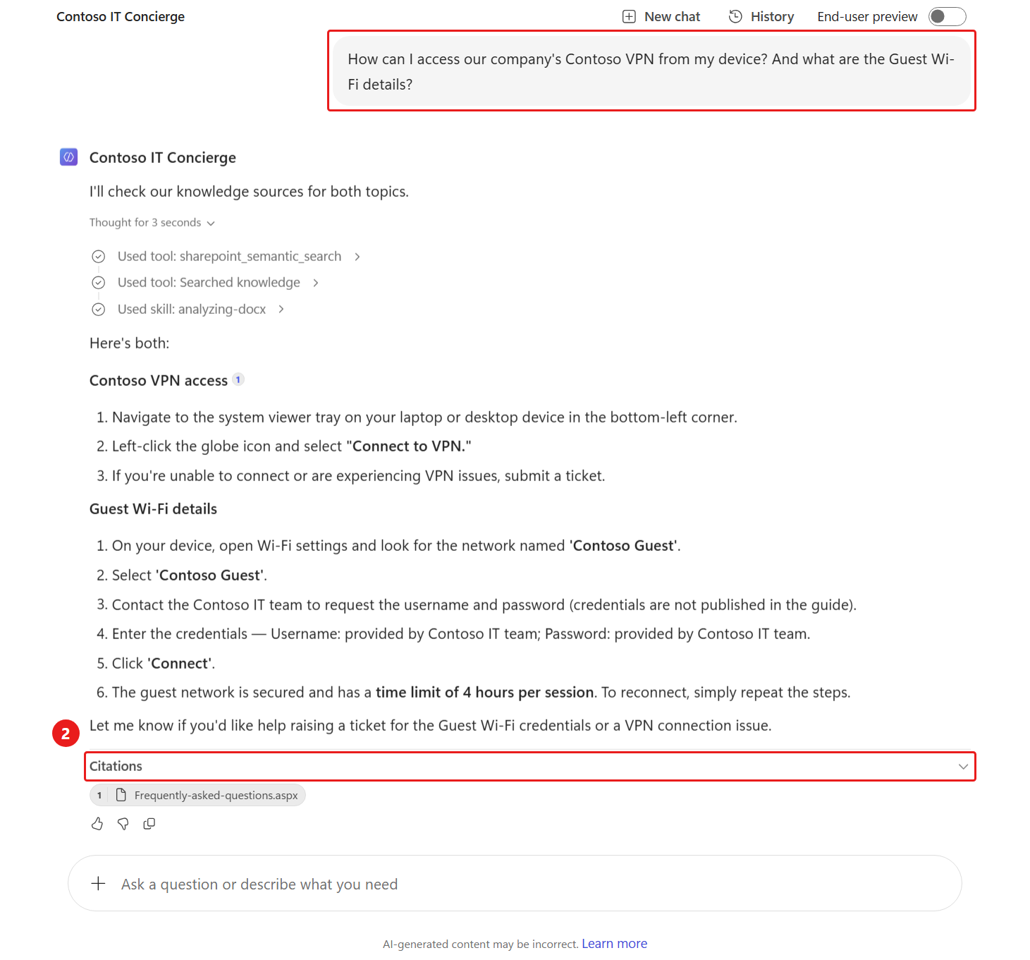Guest wifi response and citations