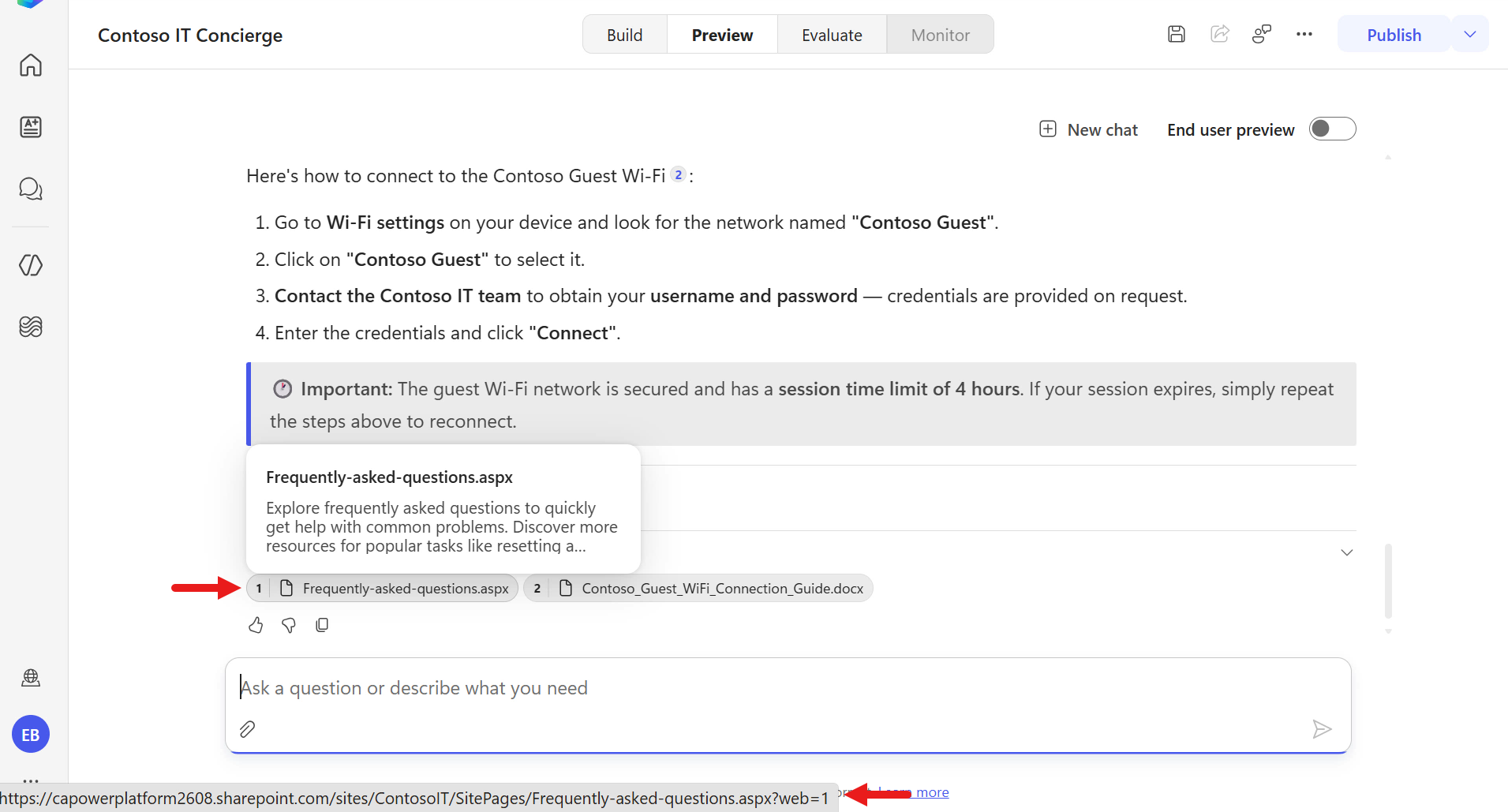 Guest wifi response and citations