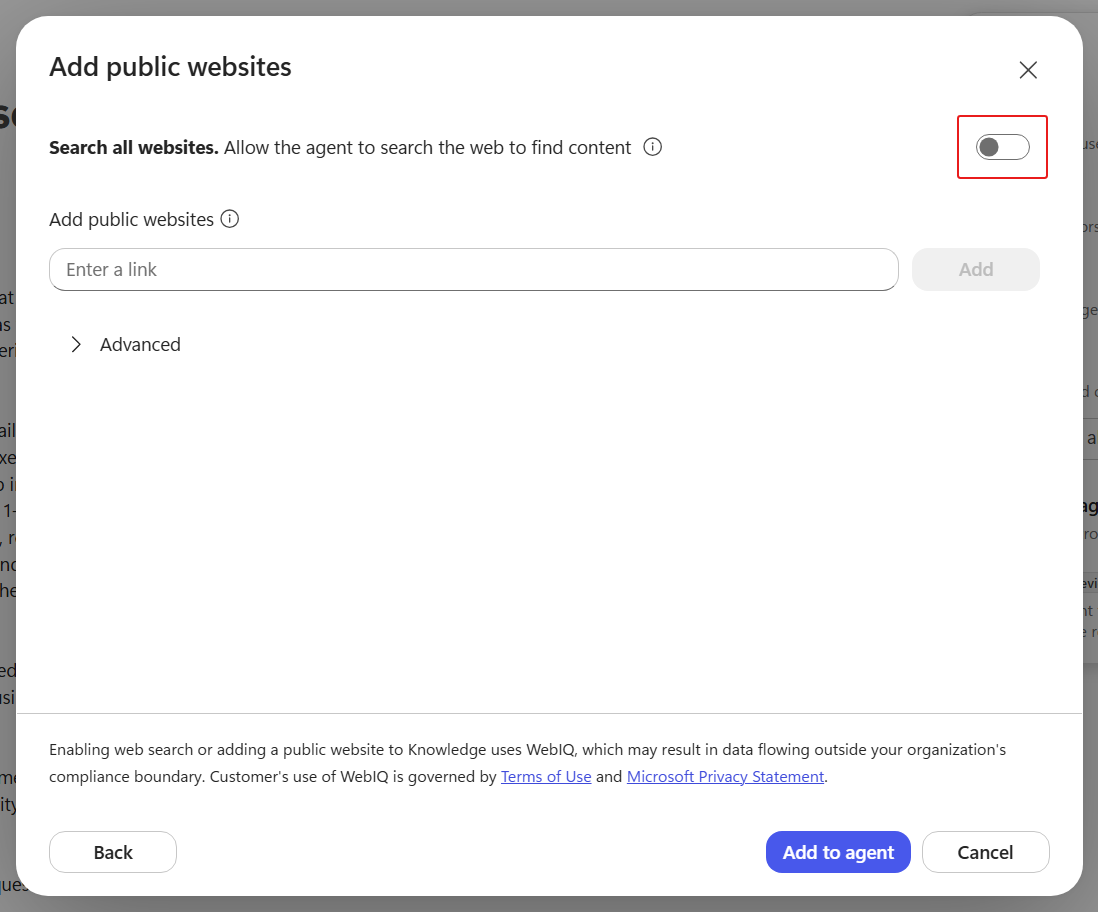 Turn off search across all websites