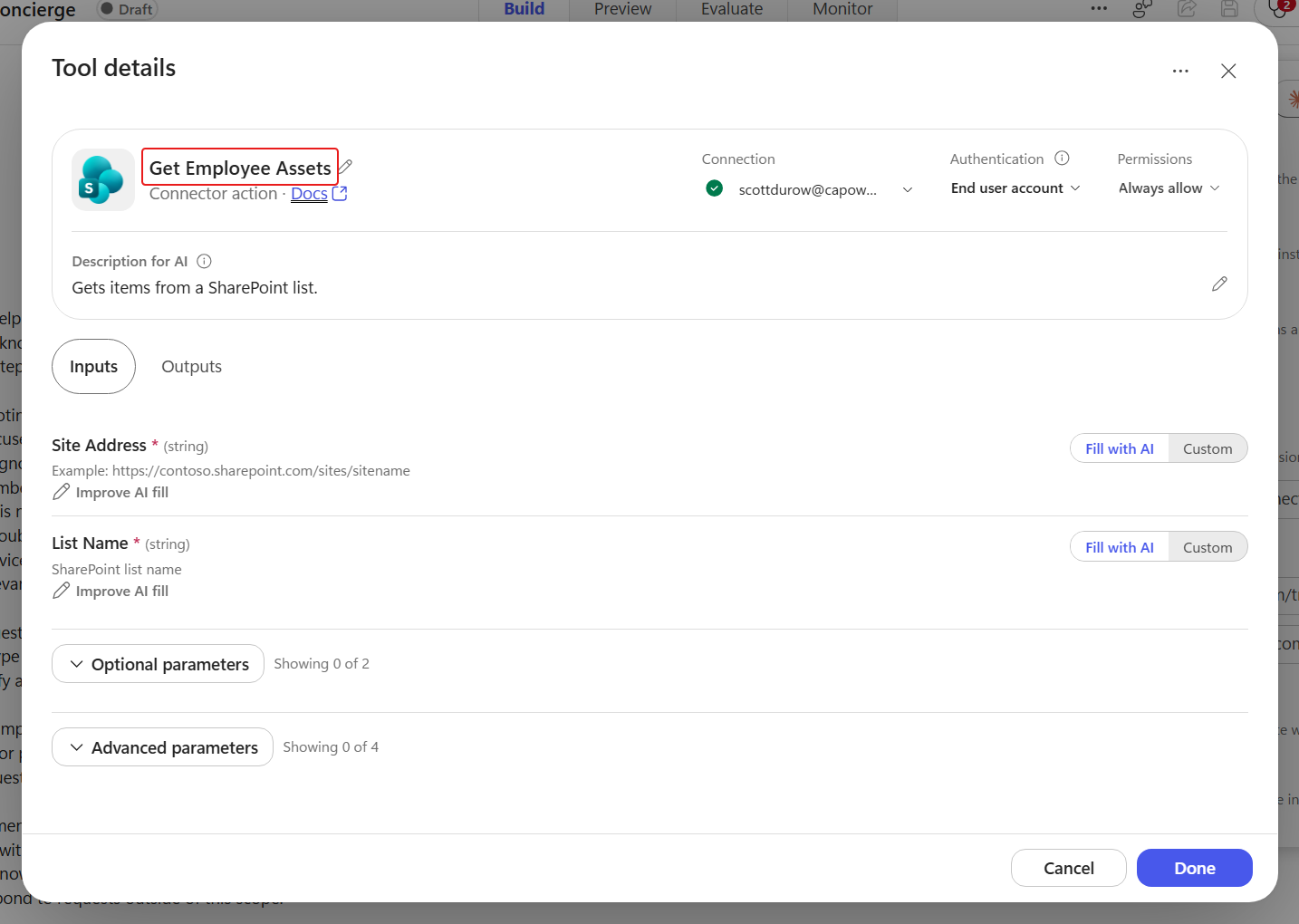 Rename the SharePoint Get items tool