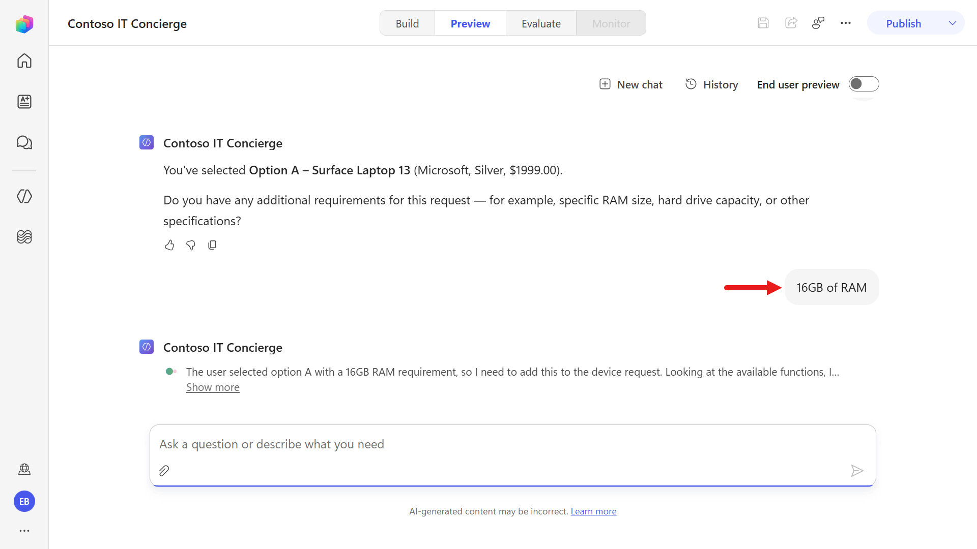 Agent asks about additional device requirements