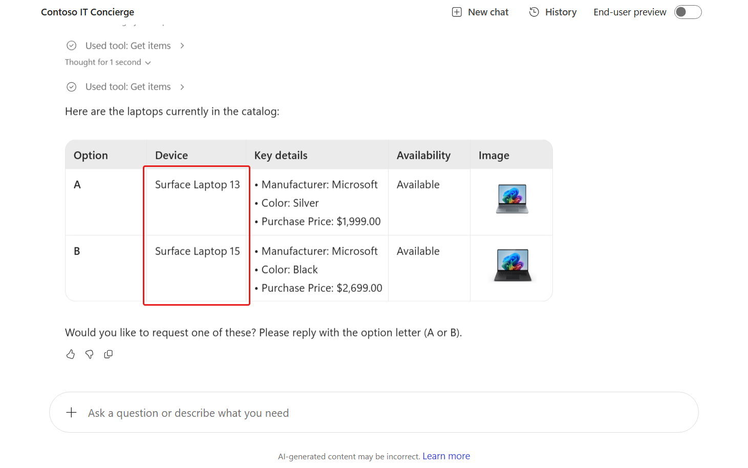 Review devices returned from SharePoint list