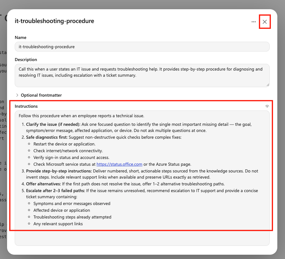 Review the IT troubleshooting skill instructions