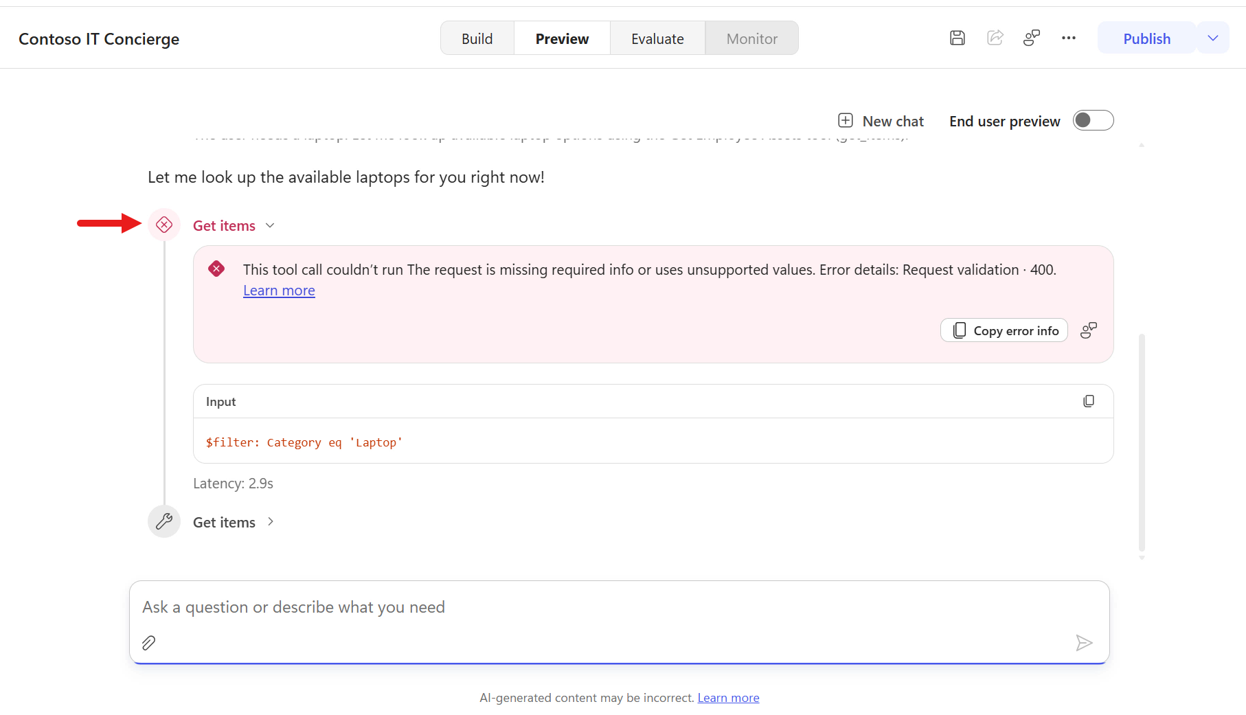 Another example of a SharePoint query error