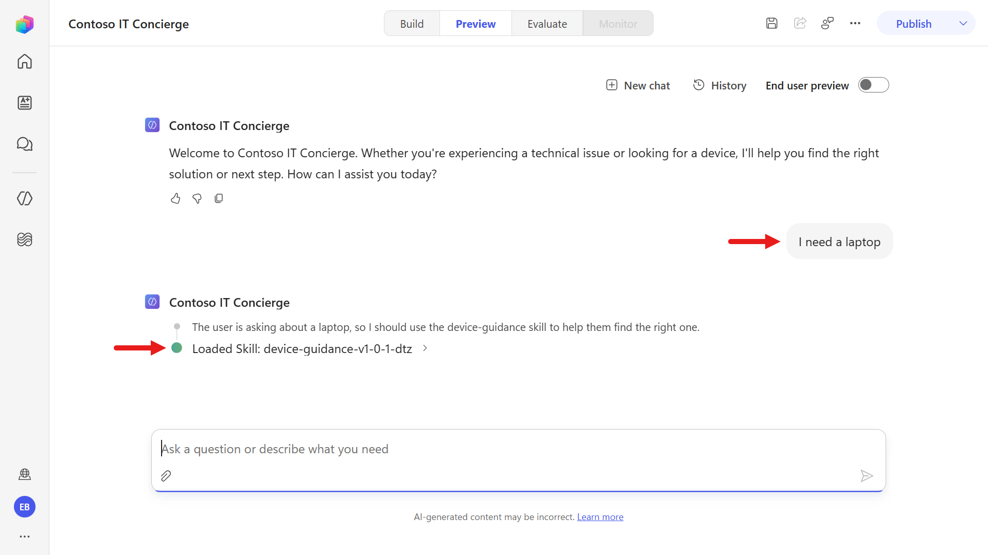 Test the imported device guidance skill