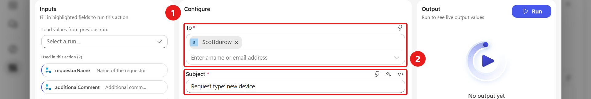 Configure Send an email input parameters