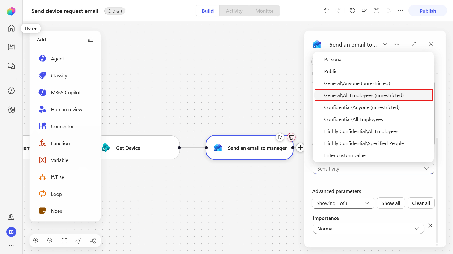 Configure the email sensitivity label