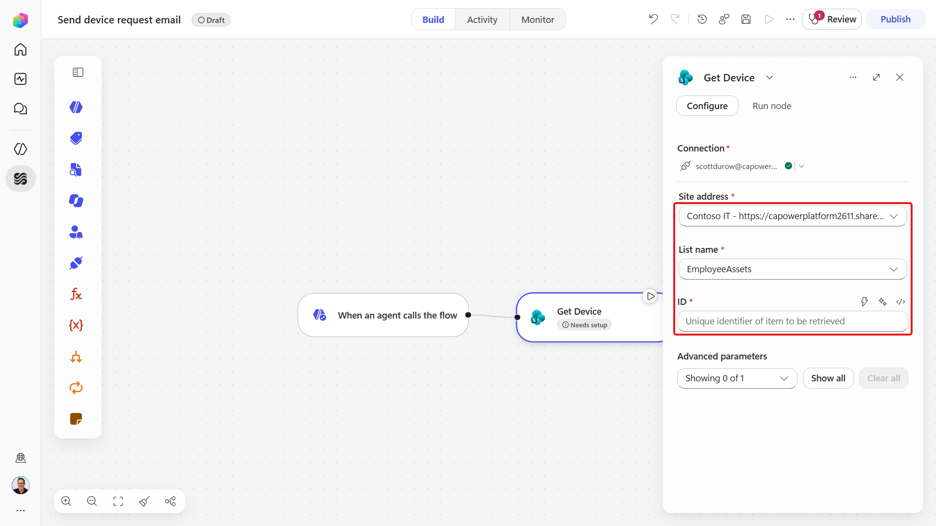 Configure the SharePoint Get item action