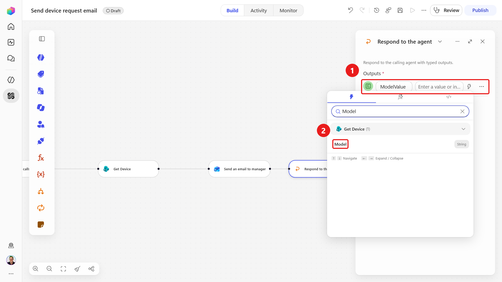 Configure the workflow text output