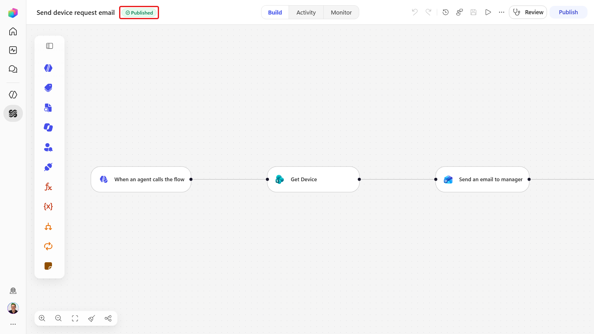 Confirm the device request workflow is published