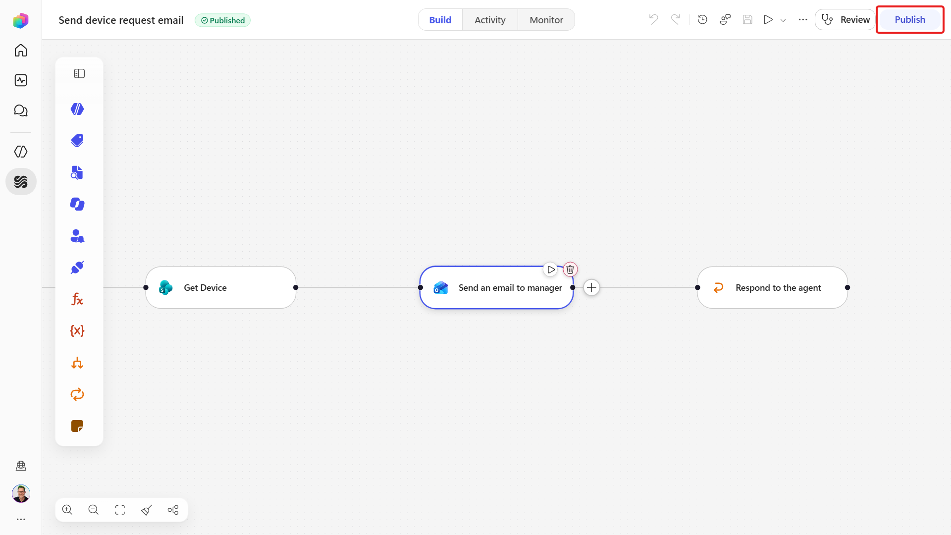 Publish the device request workflow