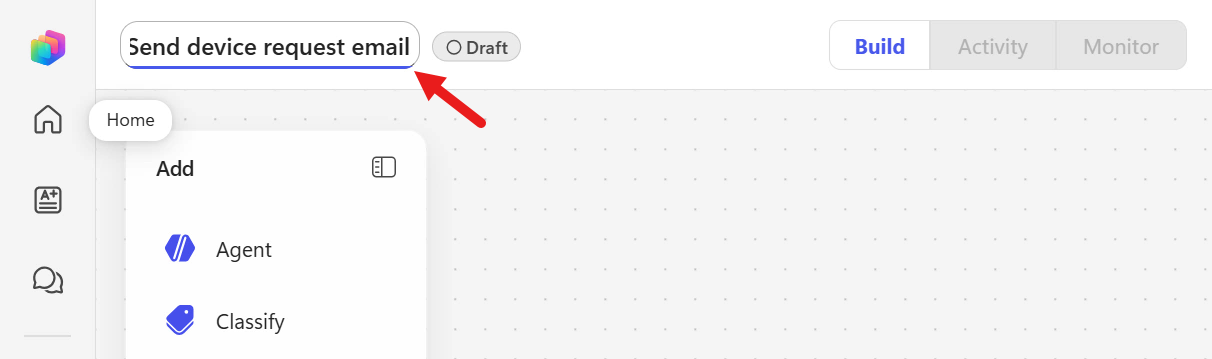 Rename the device request workflow