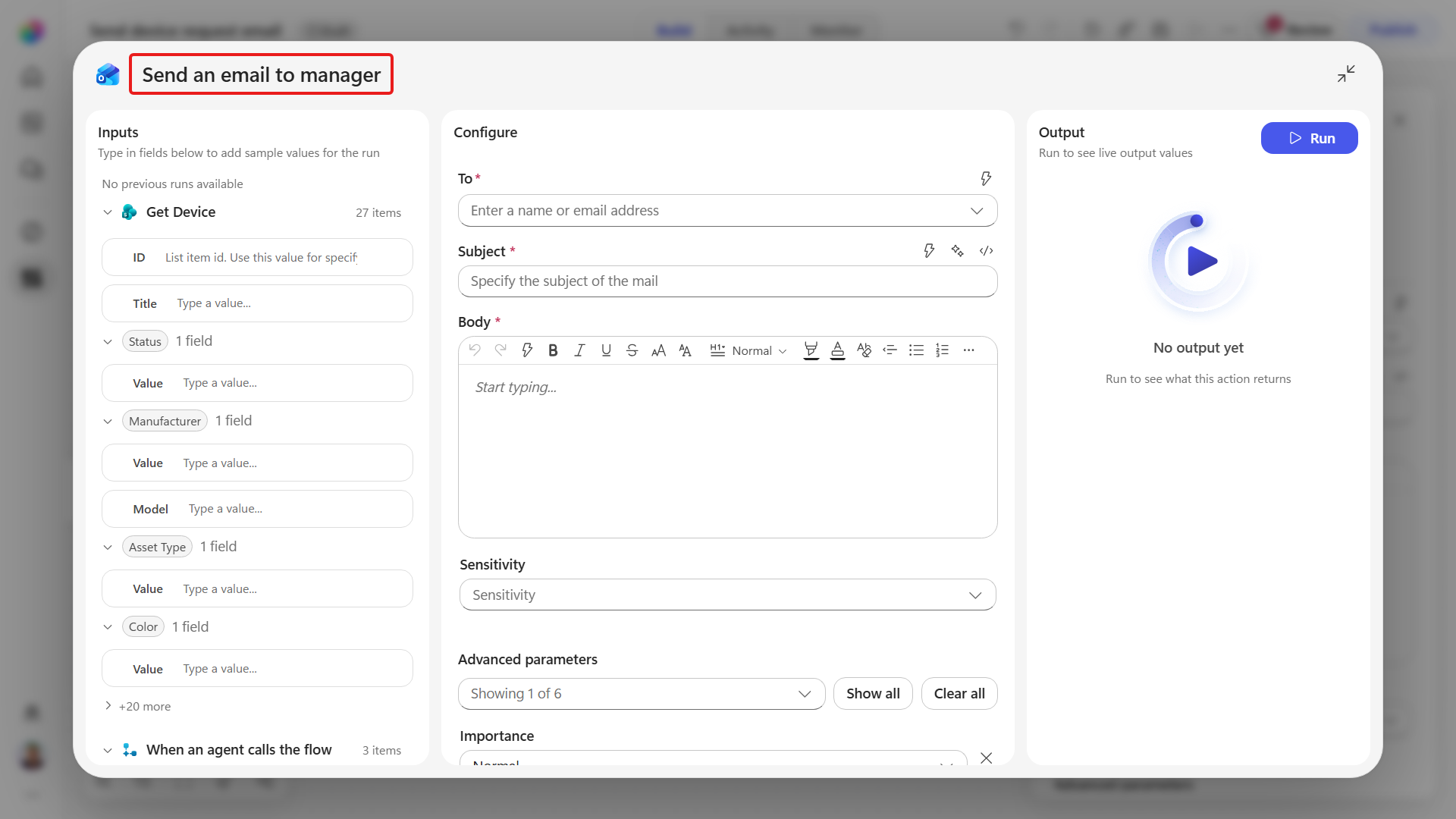 Rename the Send an email action