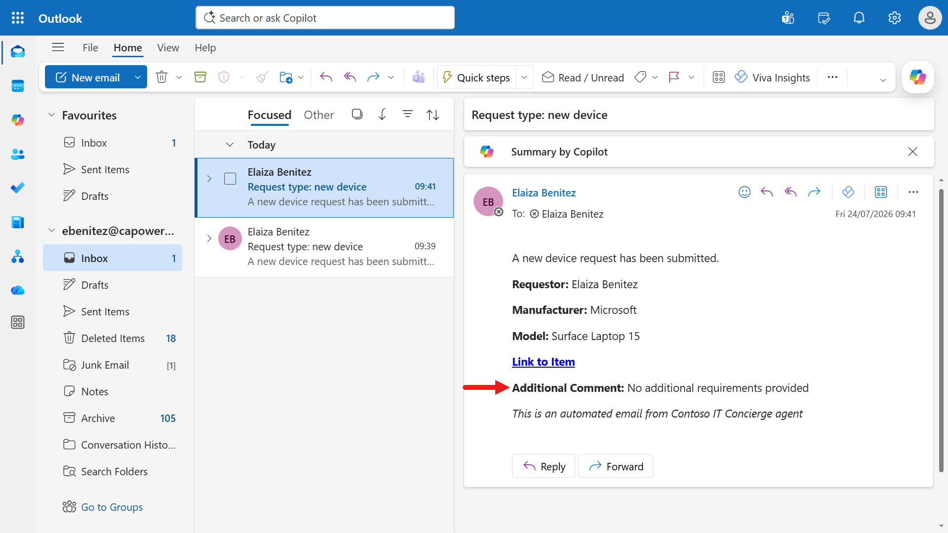 Review test case 2 email