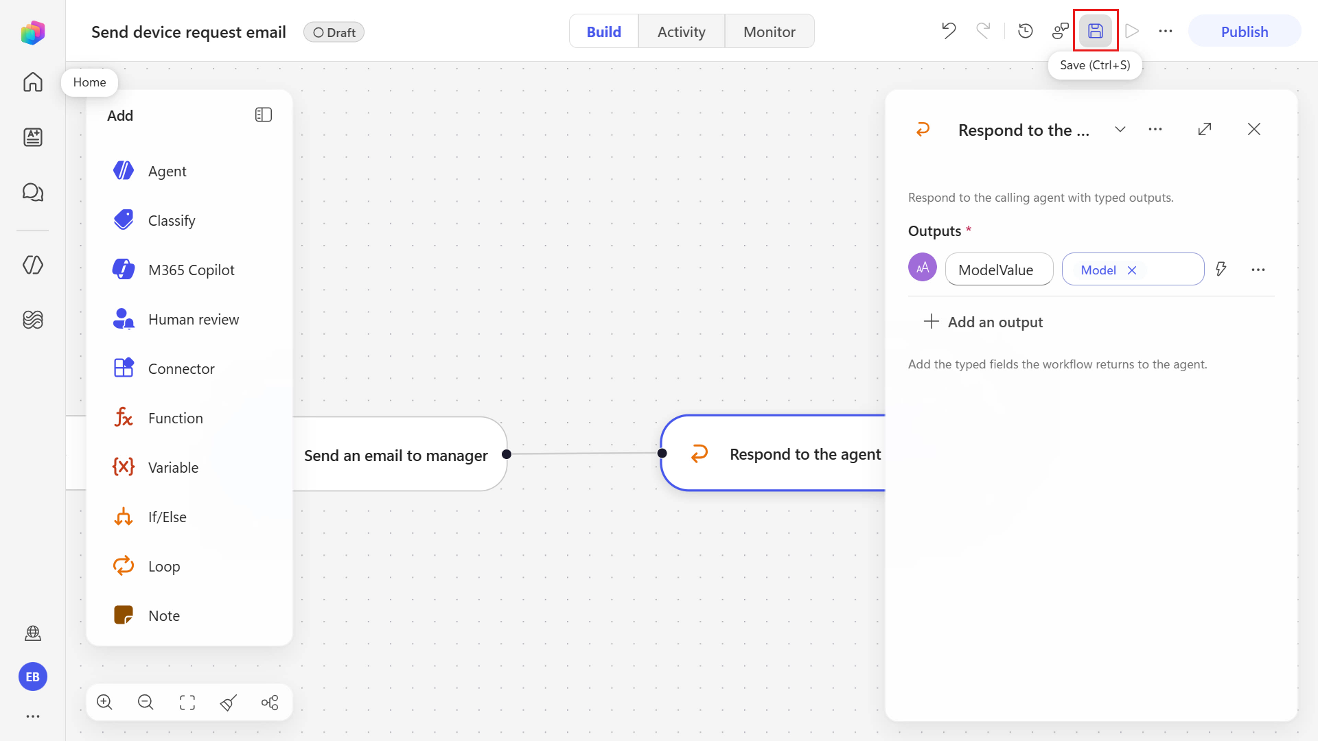 Save the configured device request workflow