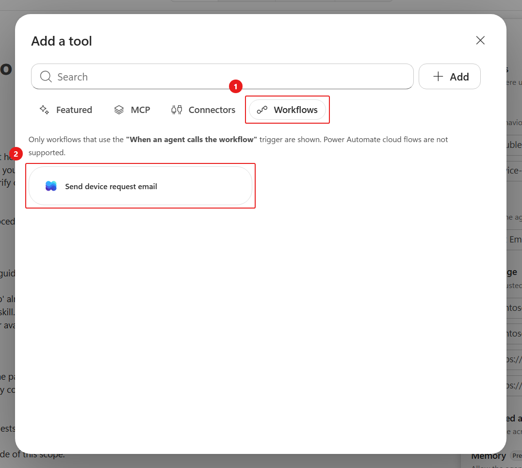 Select the device request workflow