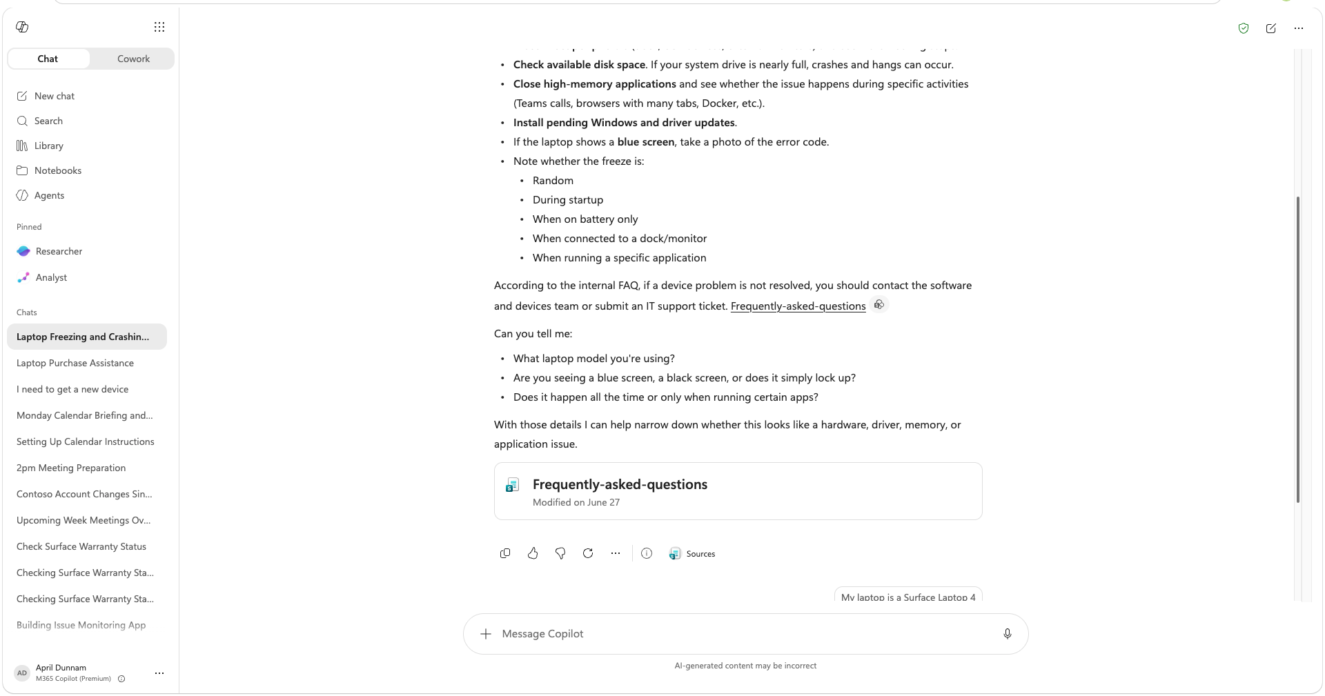 Review the grounded troubleshooting response