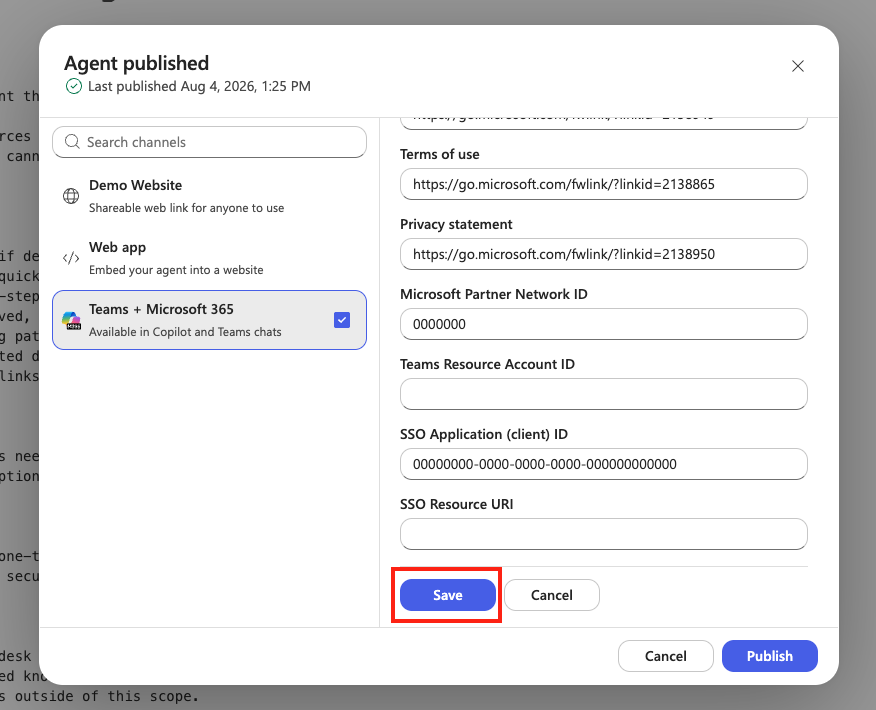 Save the agent listing details