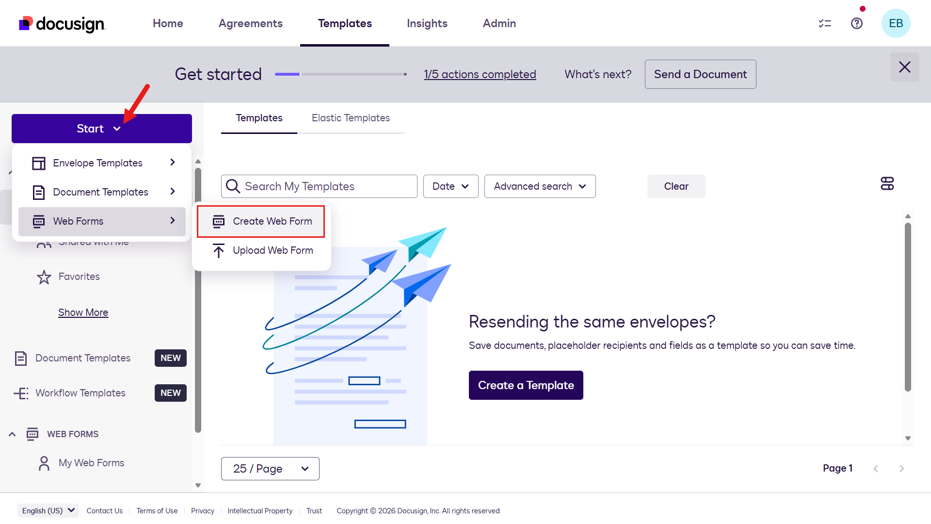 Select Create Web Forms
