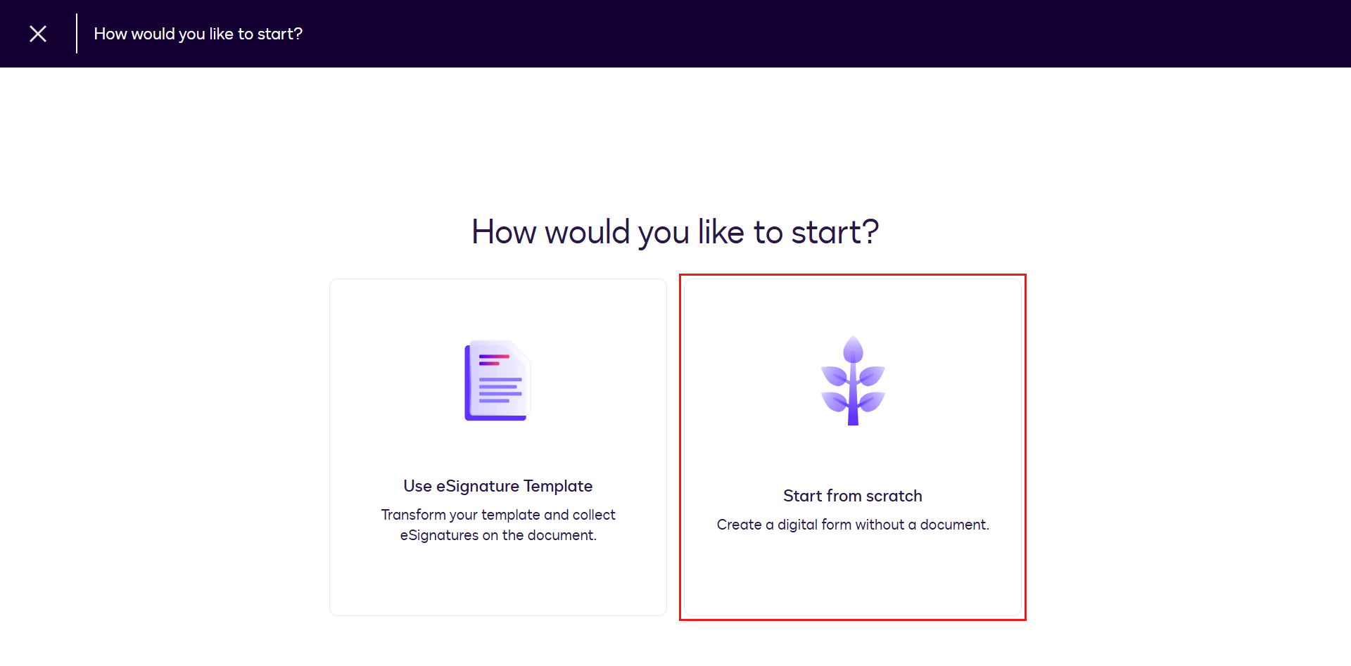Select Start from Scratch