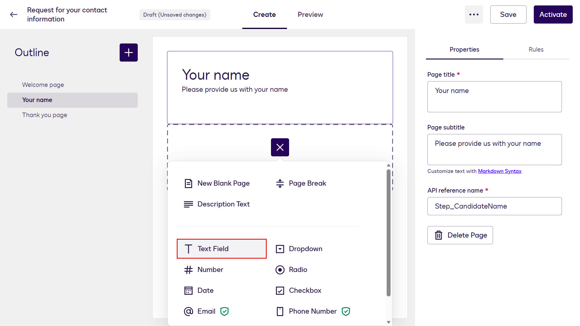 Select Text Field