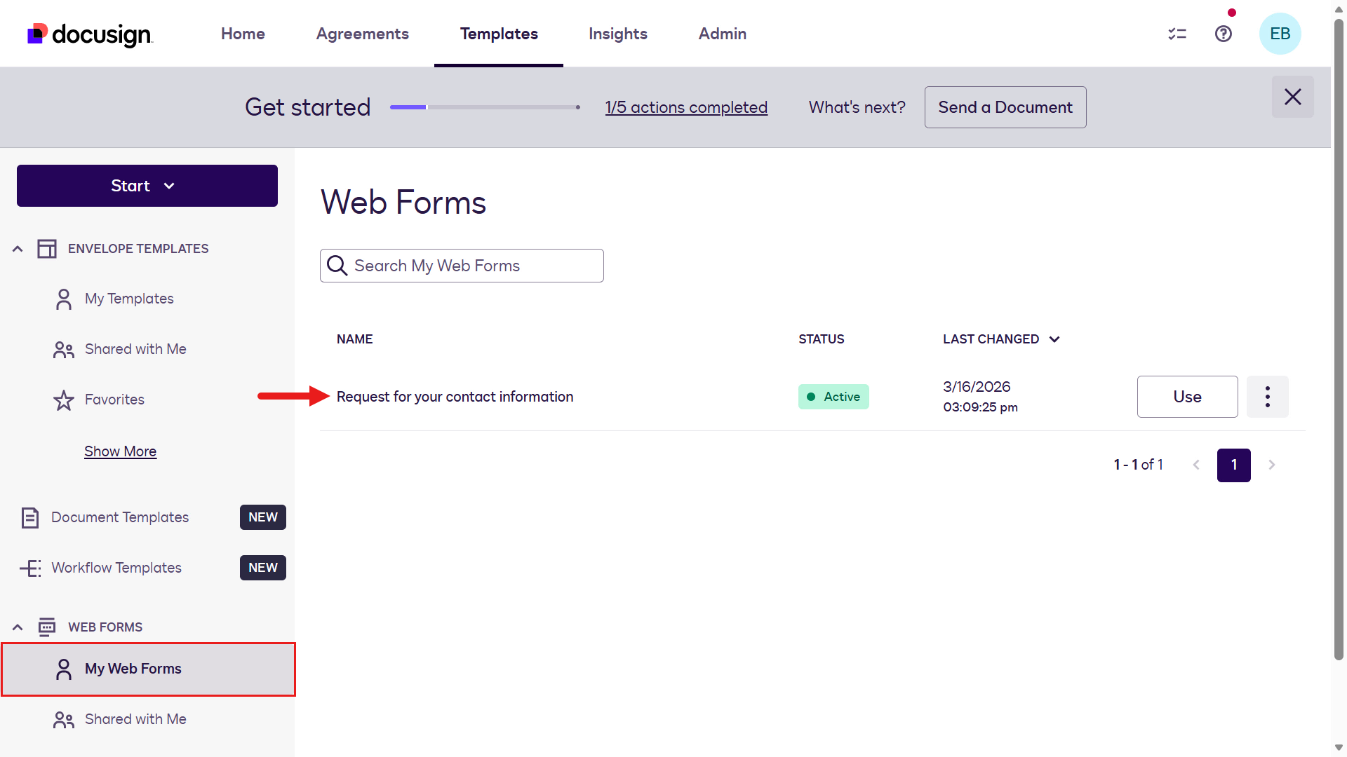Web Form showing as Active