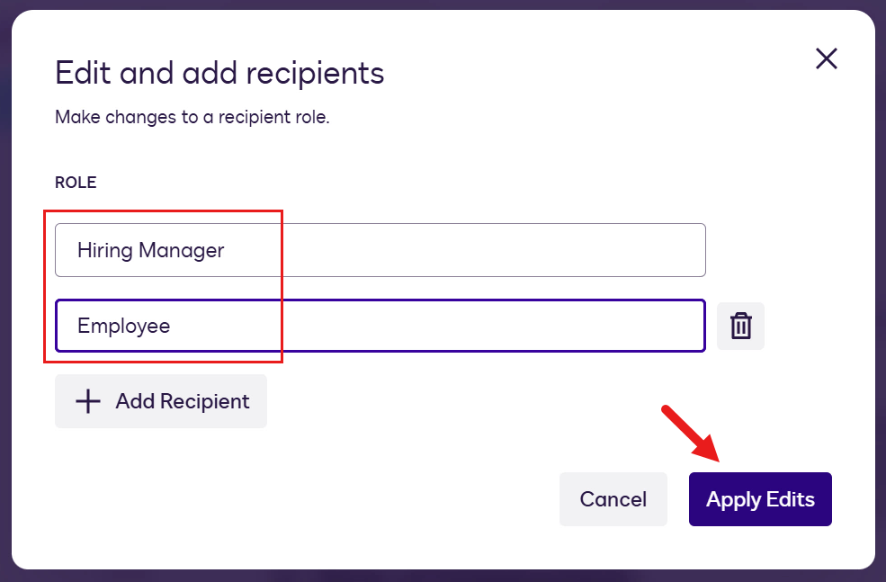 Edit and Add Recipients