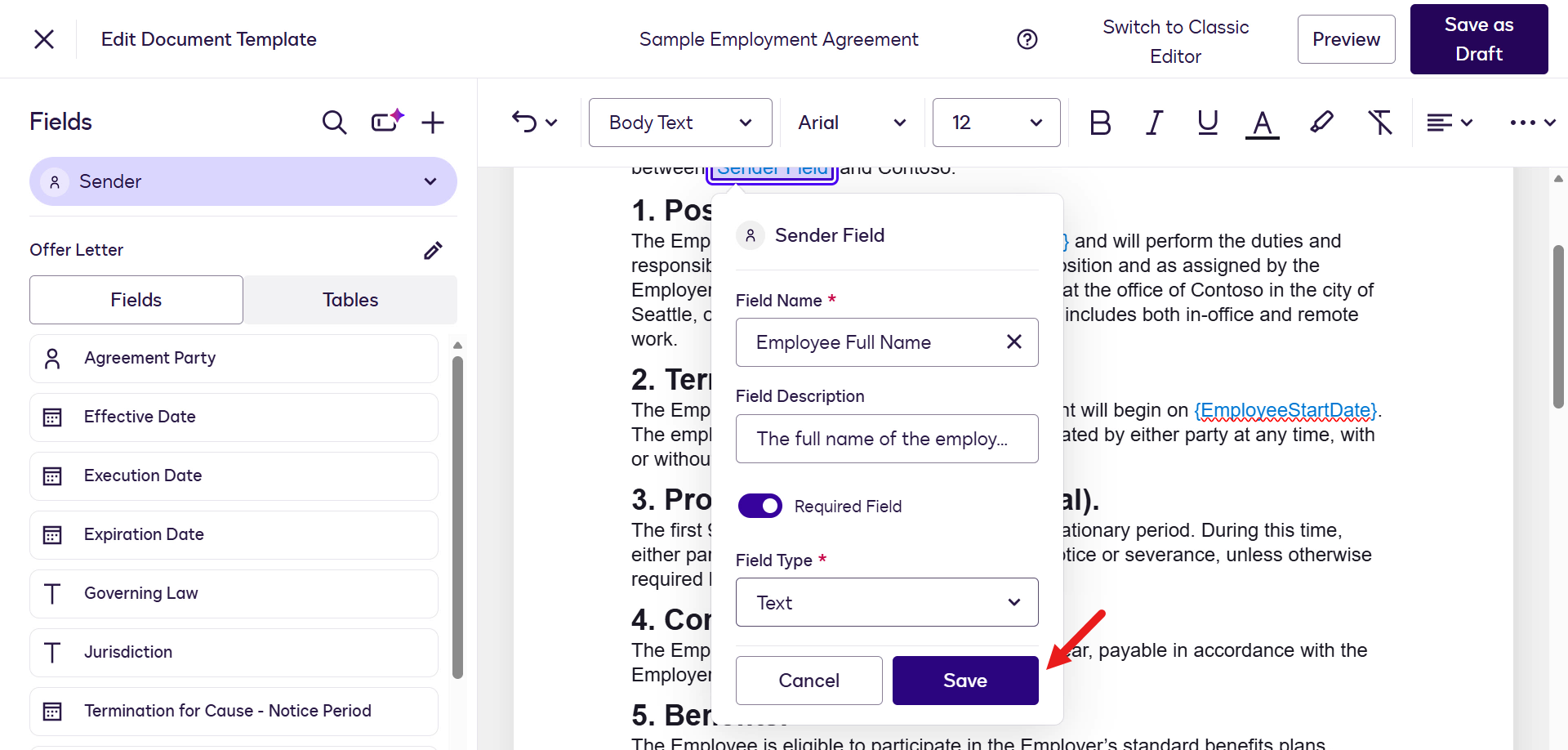Save Employee Full name