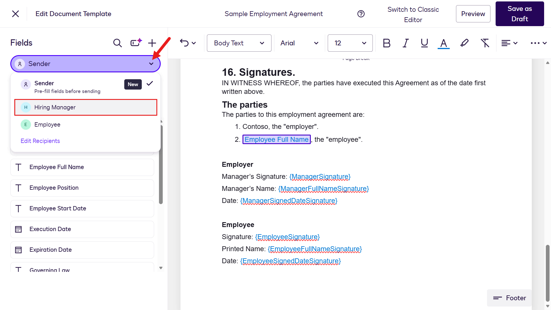 Select Hiring Manager role