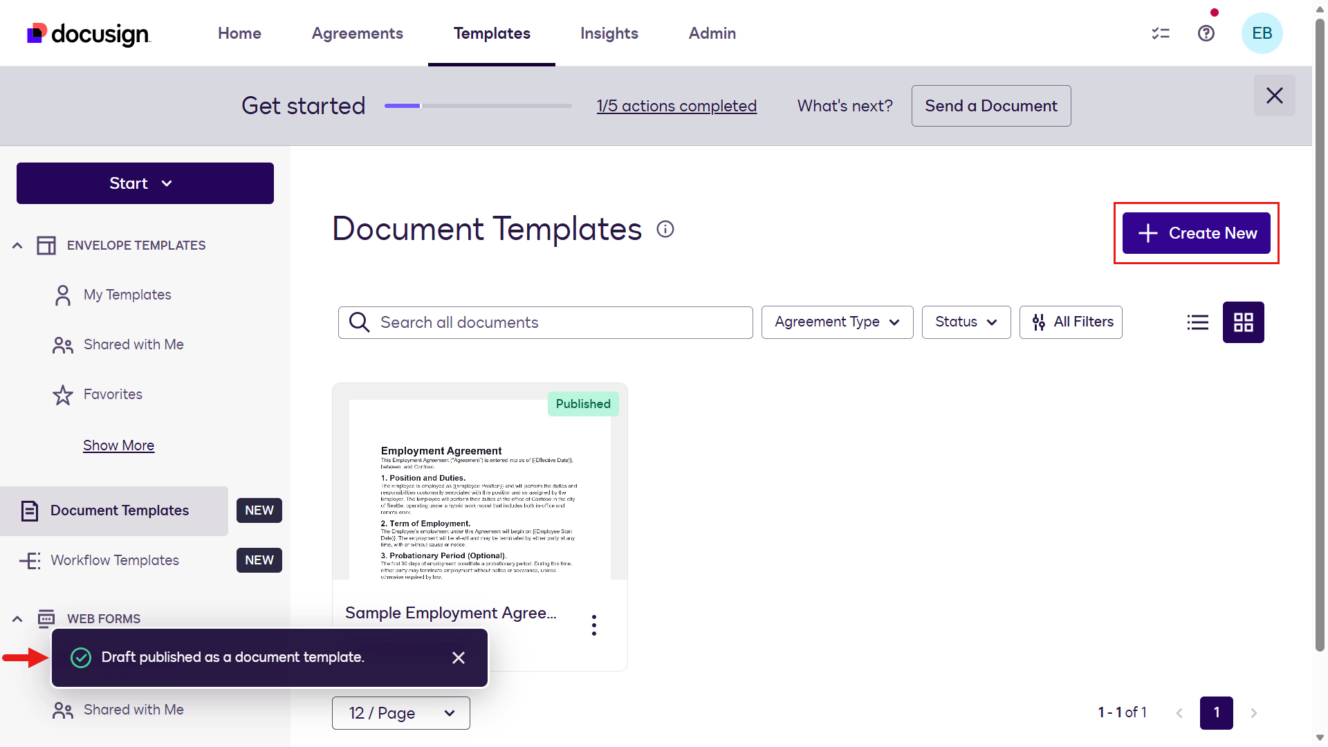 Create a new document template