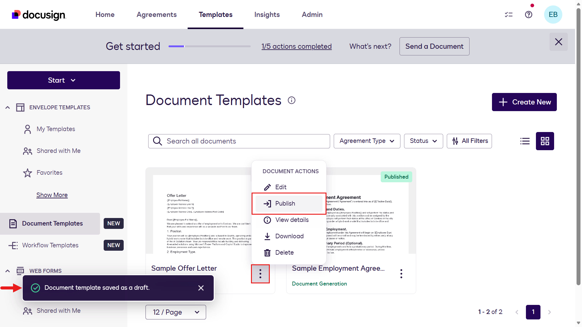 Publish Sampler Offer Letter document template