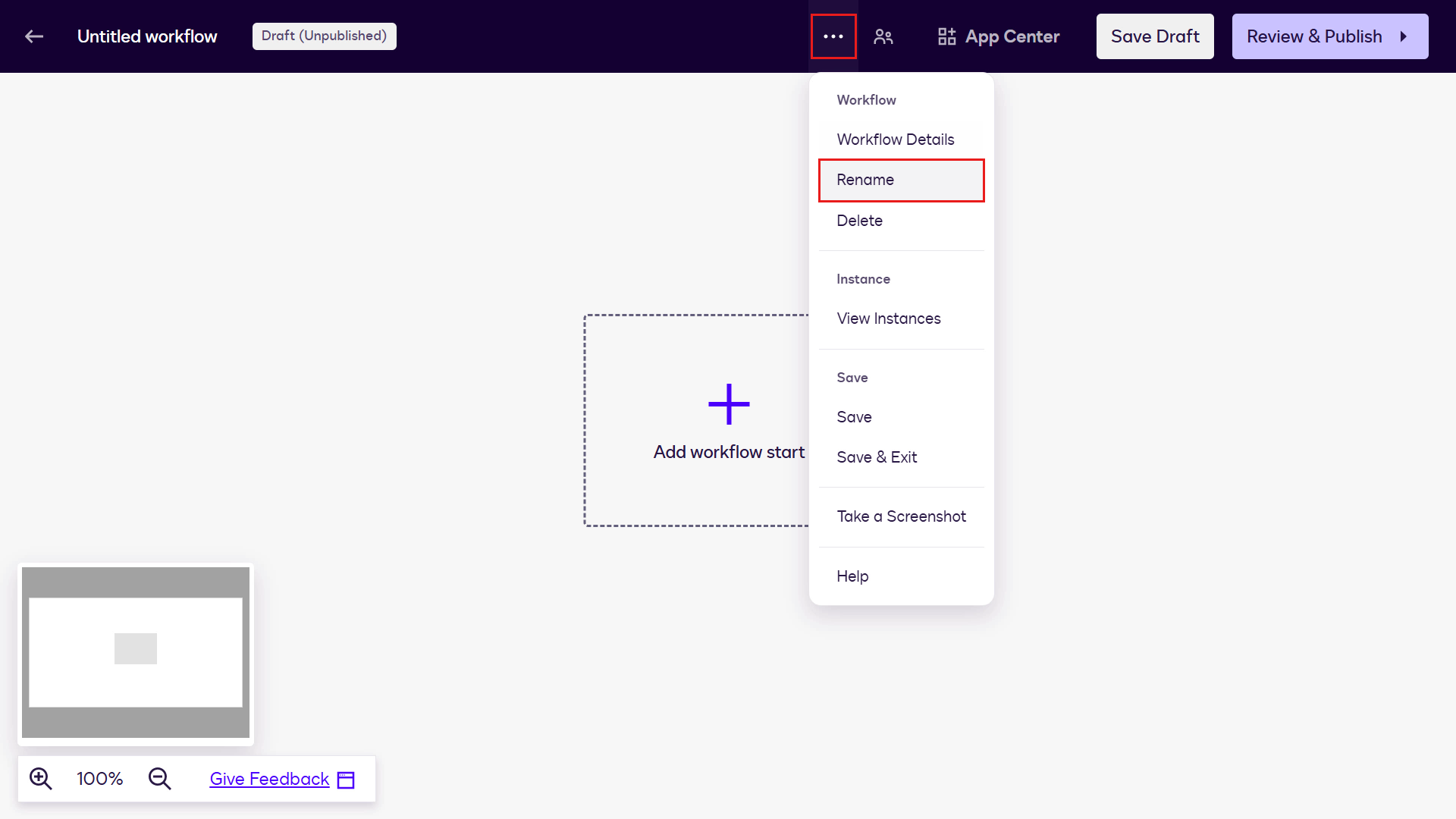 Select Create Workflow