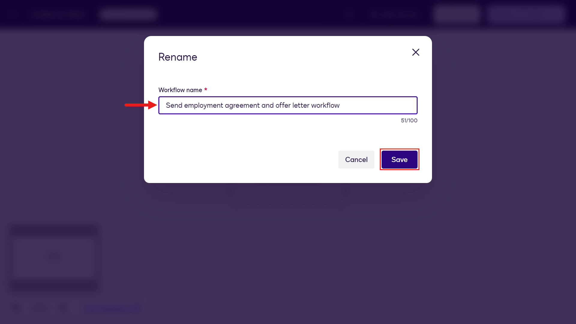 Save workflow name