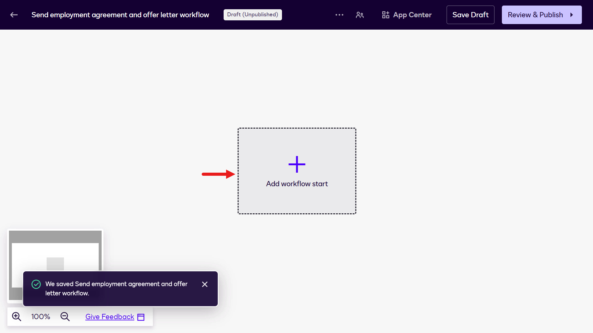 Select Add workflow start