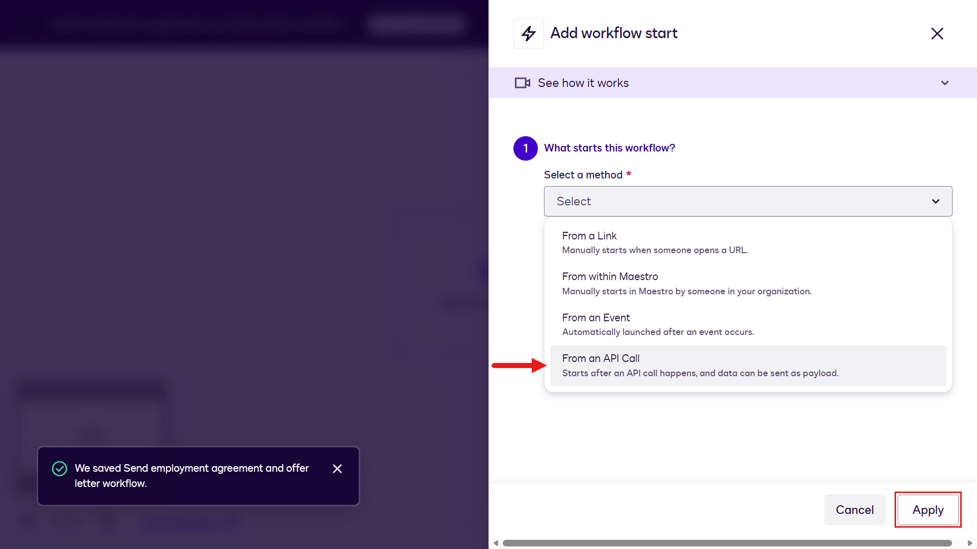 Workflow start method