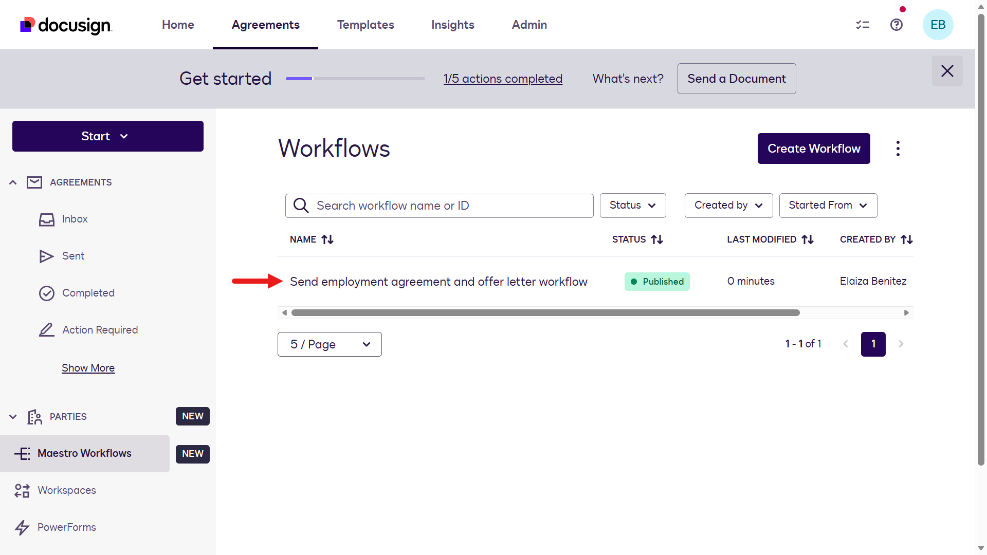 Workflow published