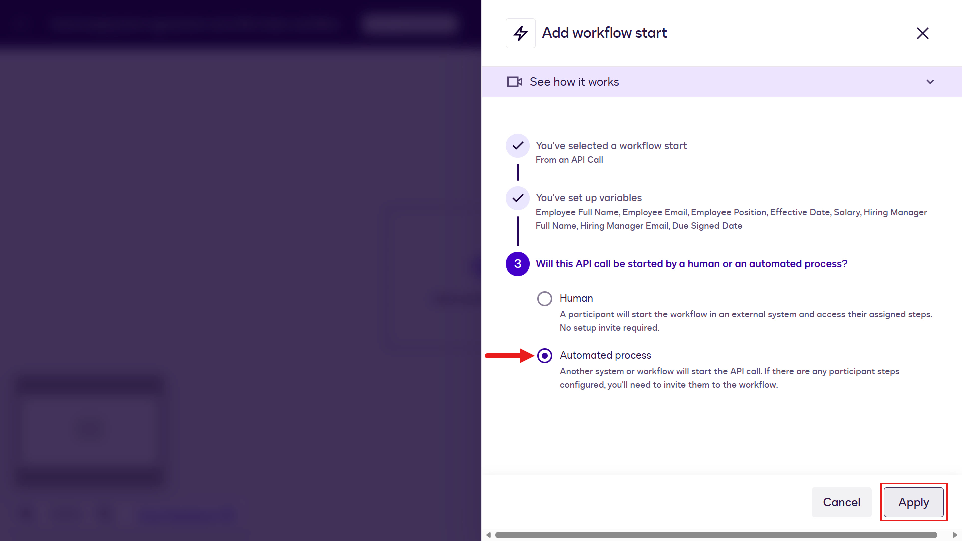 Select Automated process