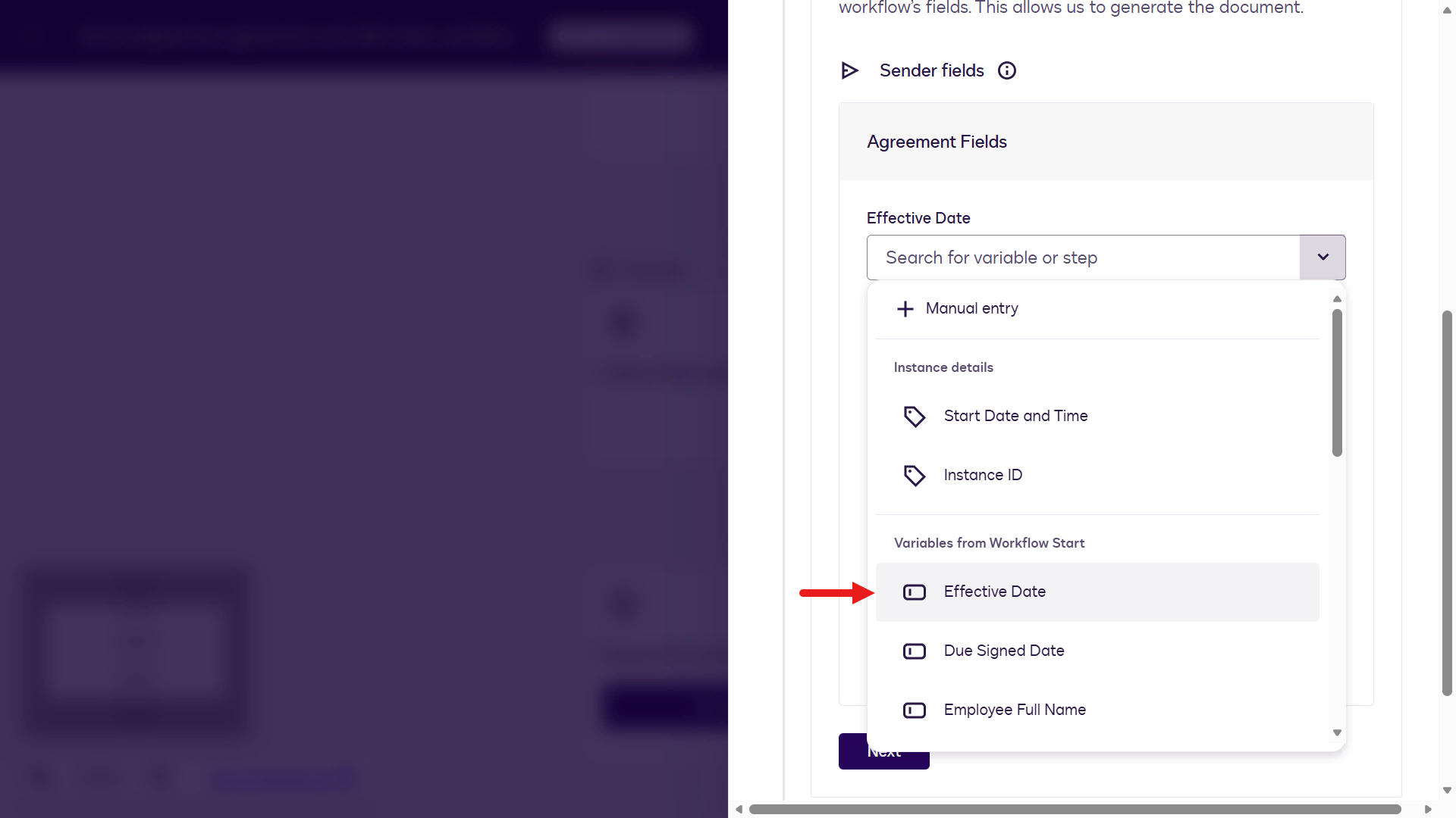 Select Effective Date variable