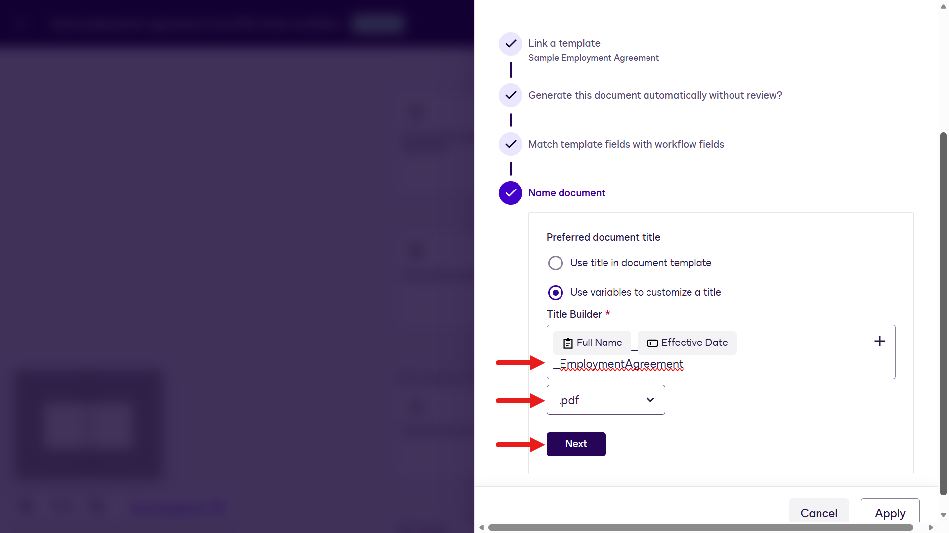 Title Builder Field configured