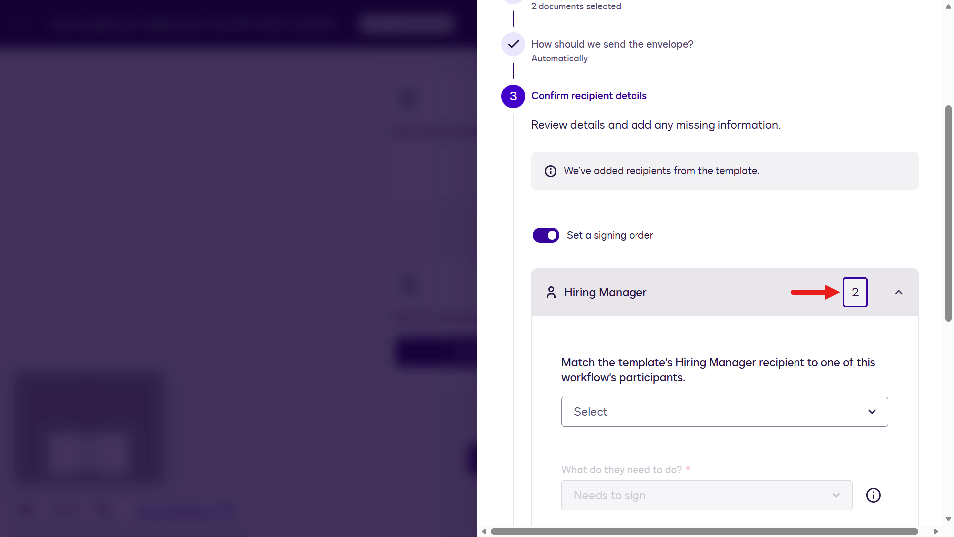 Set Hiring Manager as 2