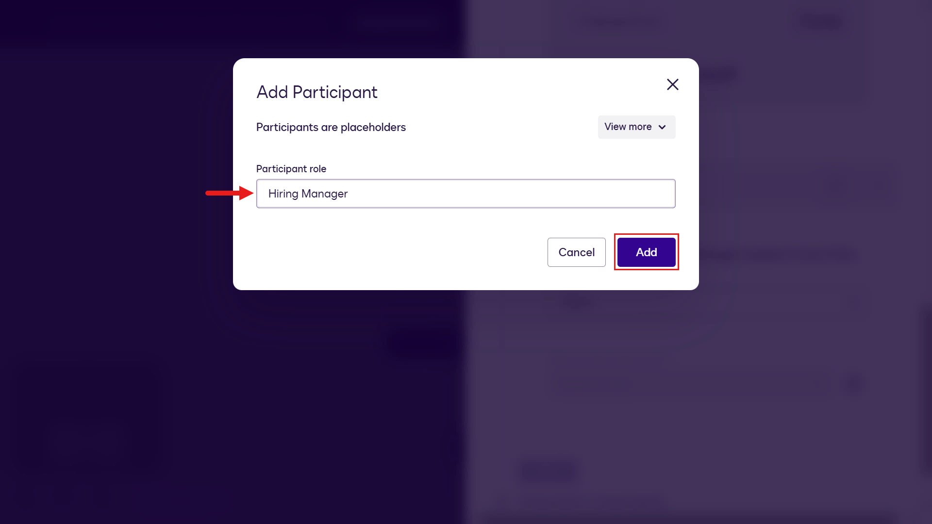 Enter Hiring Manager and select Add