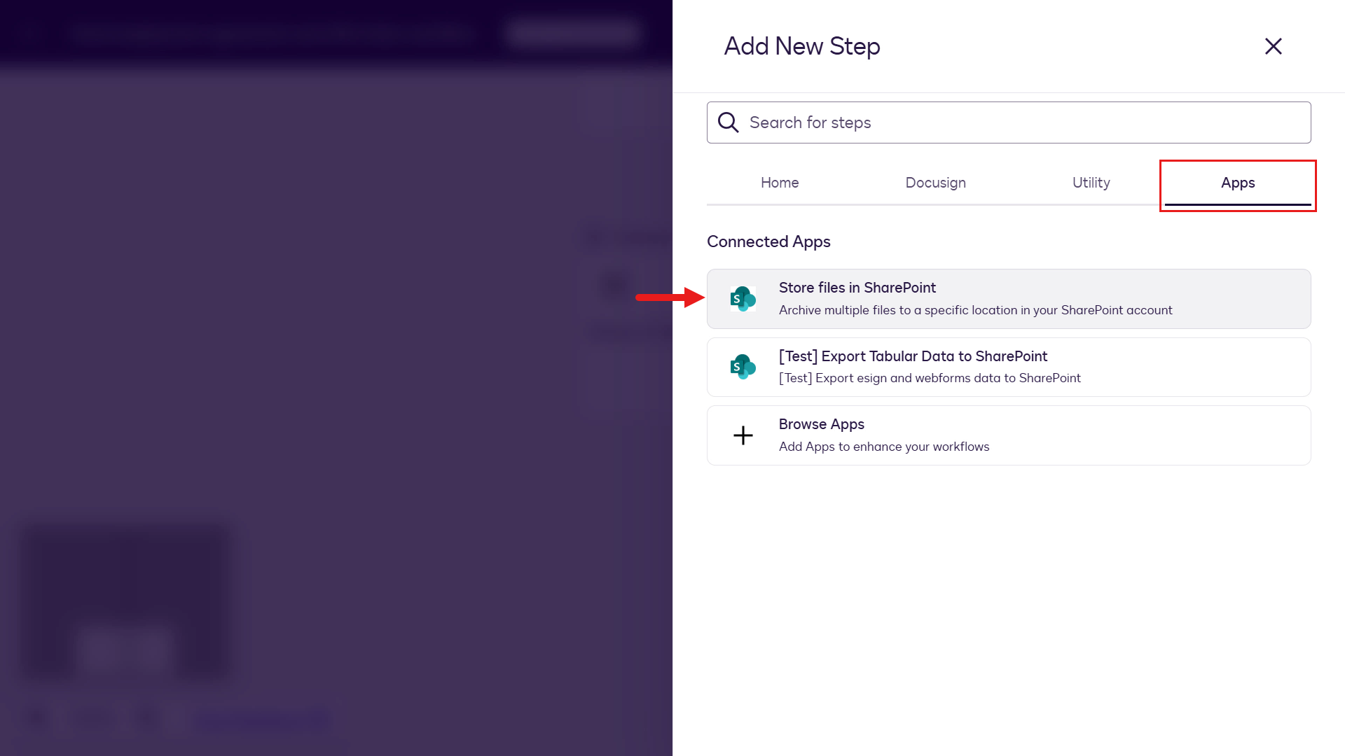 Select Store files in SharePoint