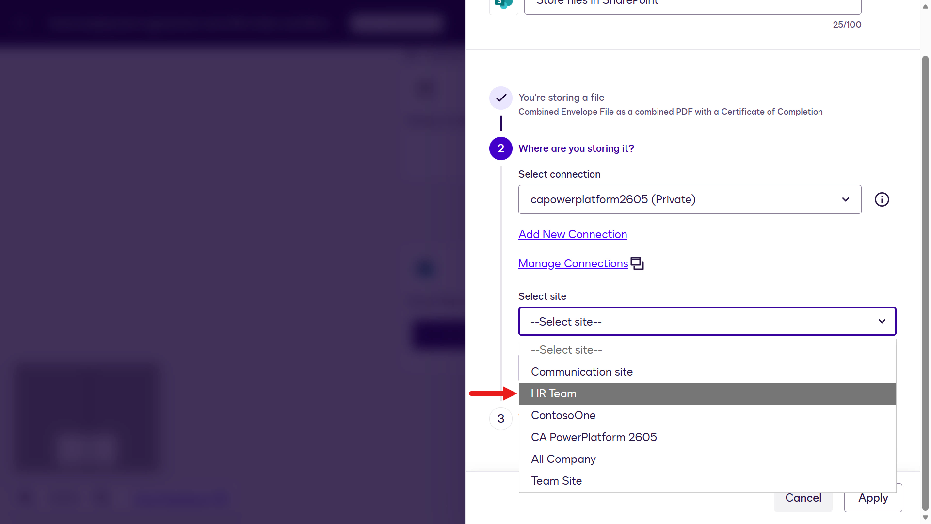 Select SharePoint Site