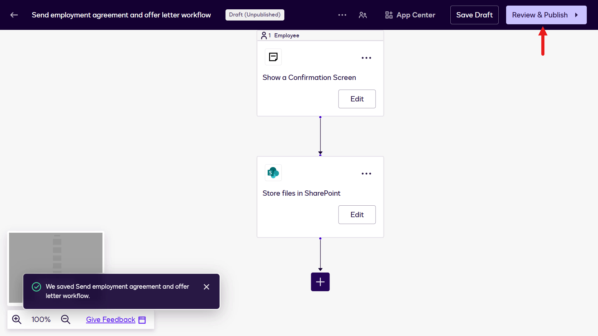 Select Review and Publish
