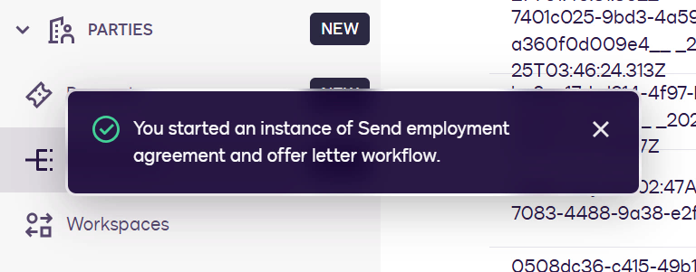 Confirmation of workflow instance
