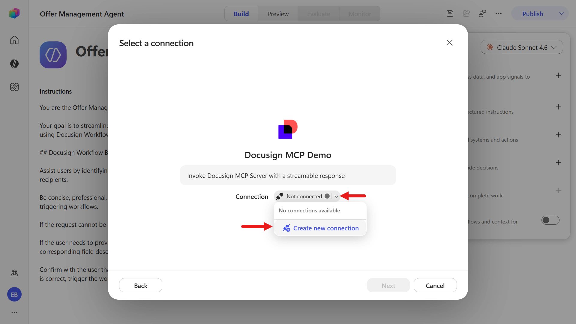 Select create new connection