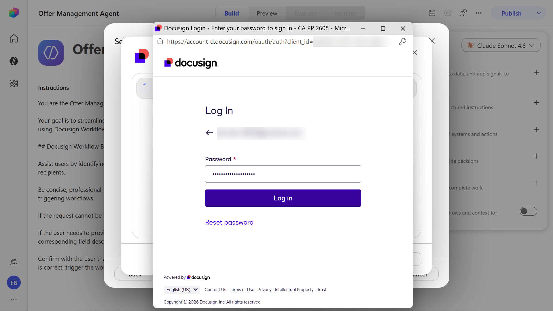 Enter credentials