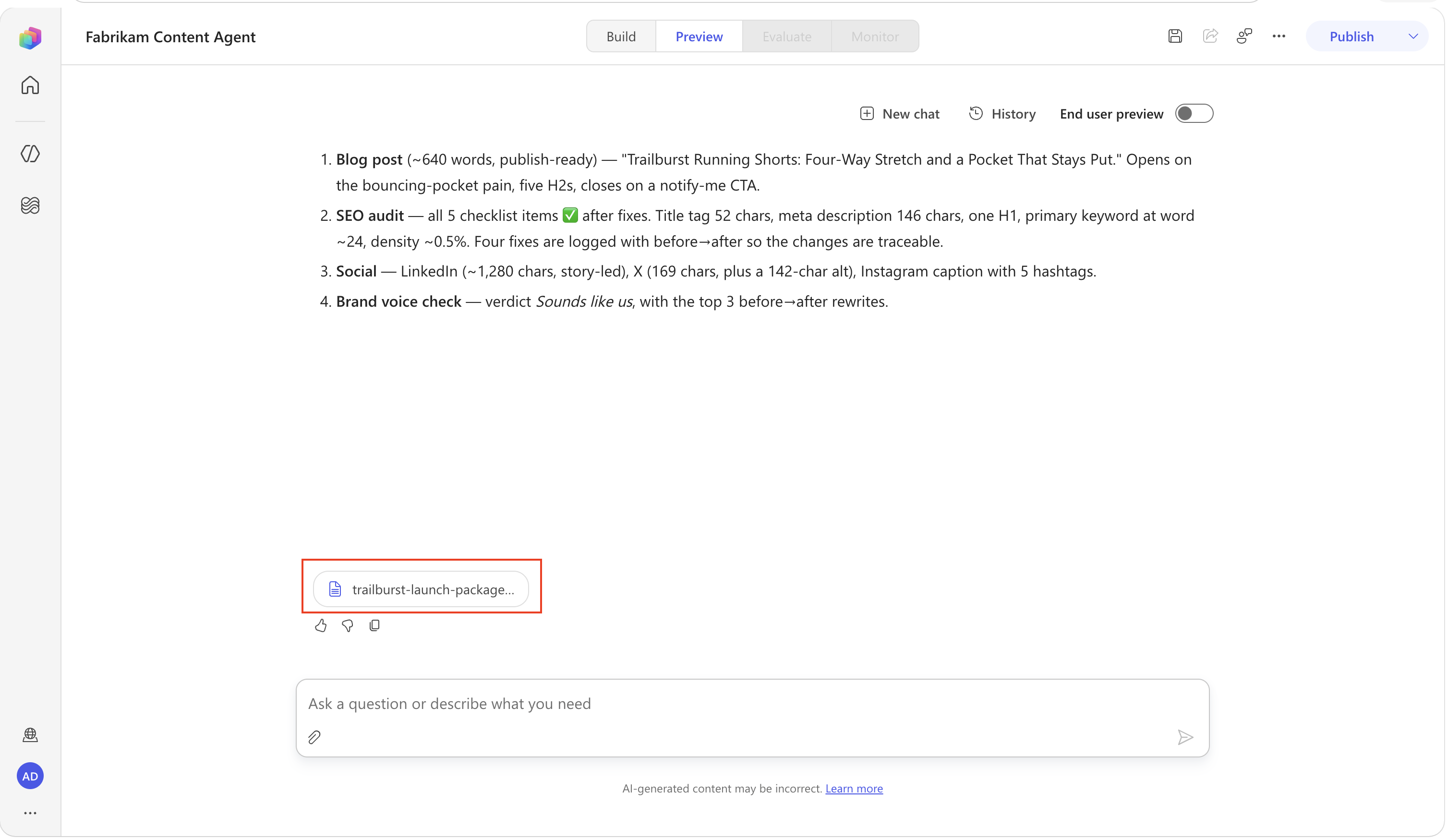 Generated Trailburst launch package file in Preview
