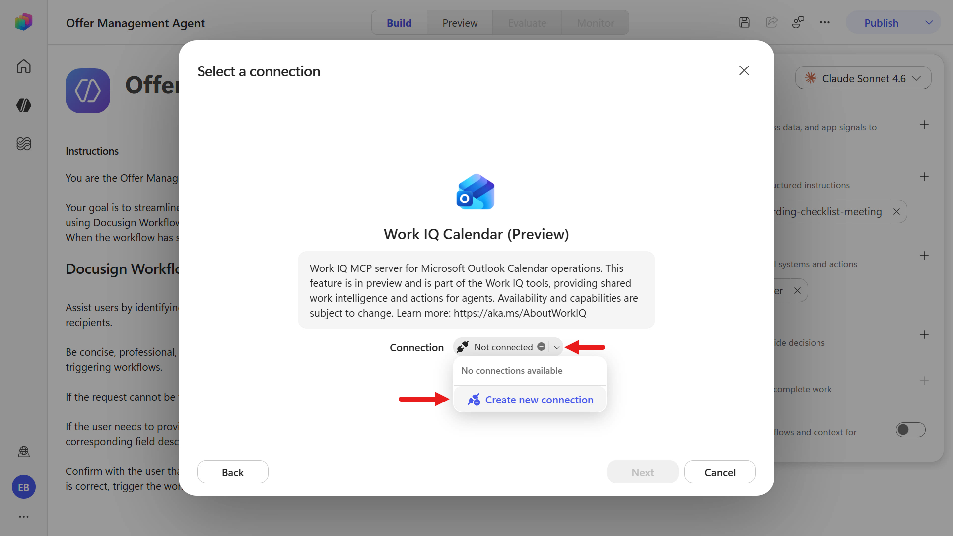 Select Create new connection