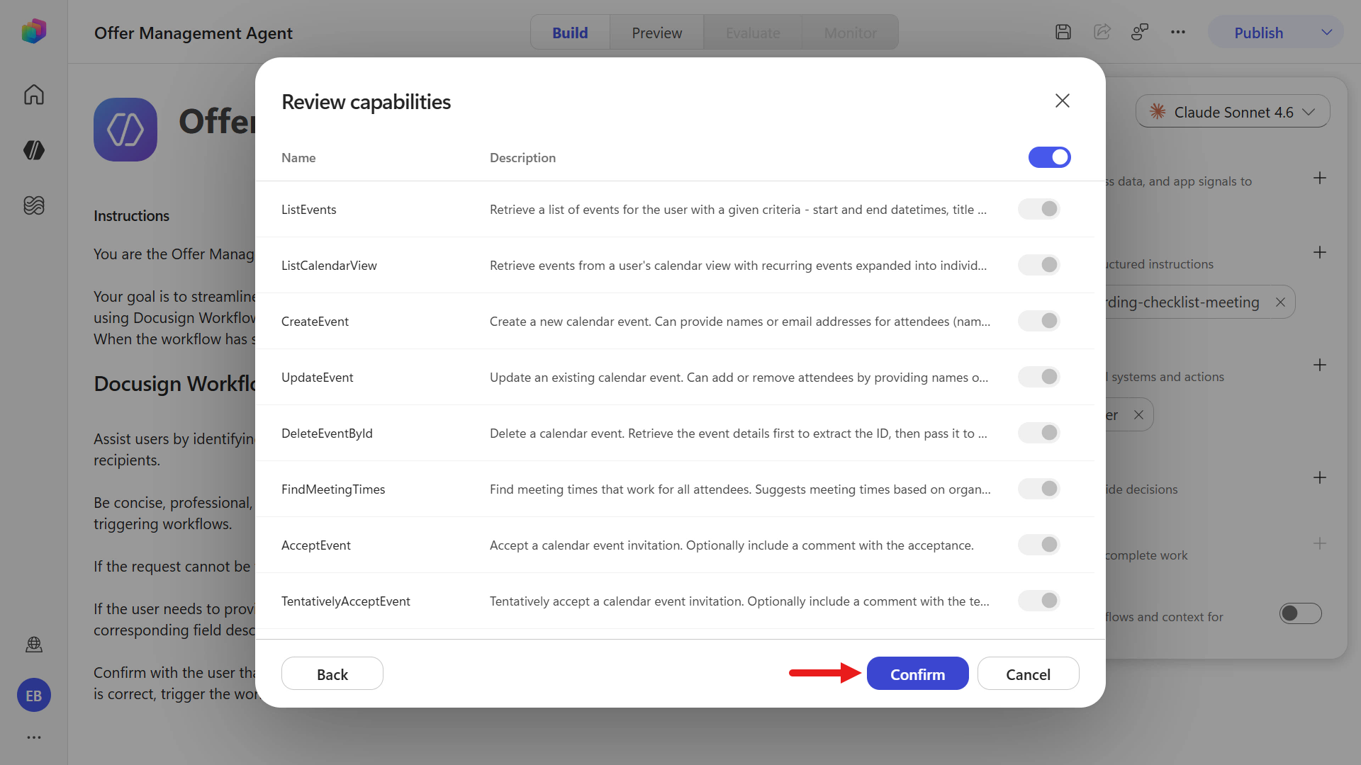 Select confirm